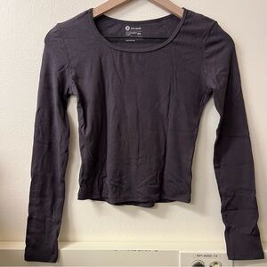 NWOT Grey Ribbed Cotton Longsleeve Top